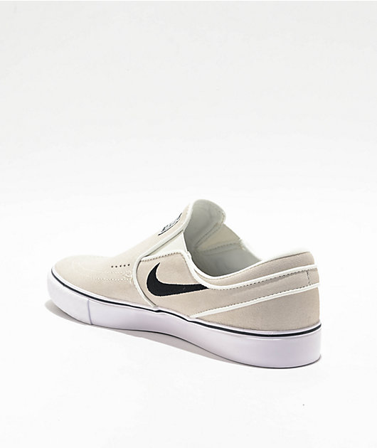 Nike sb janoski white and wolf grey slip-on canvas skate shoes best sale